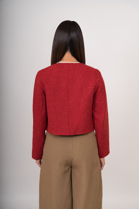 SACO REMATE 116 | CAFÉ/ROJO