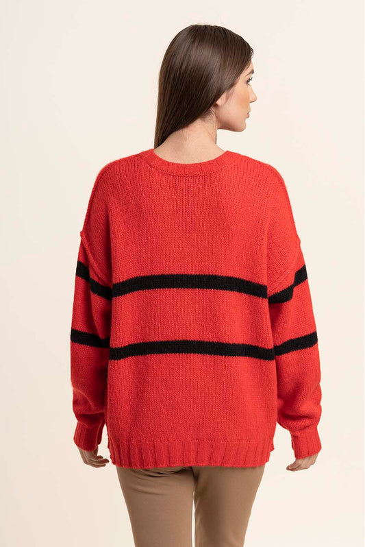 Sweater Remate 11 | Rojo Claro/Negro